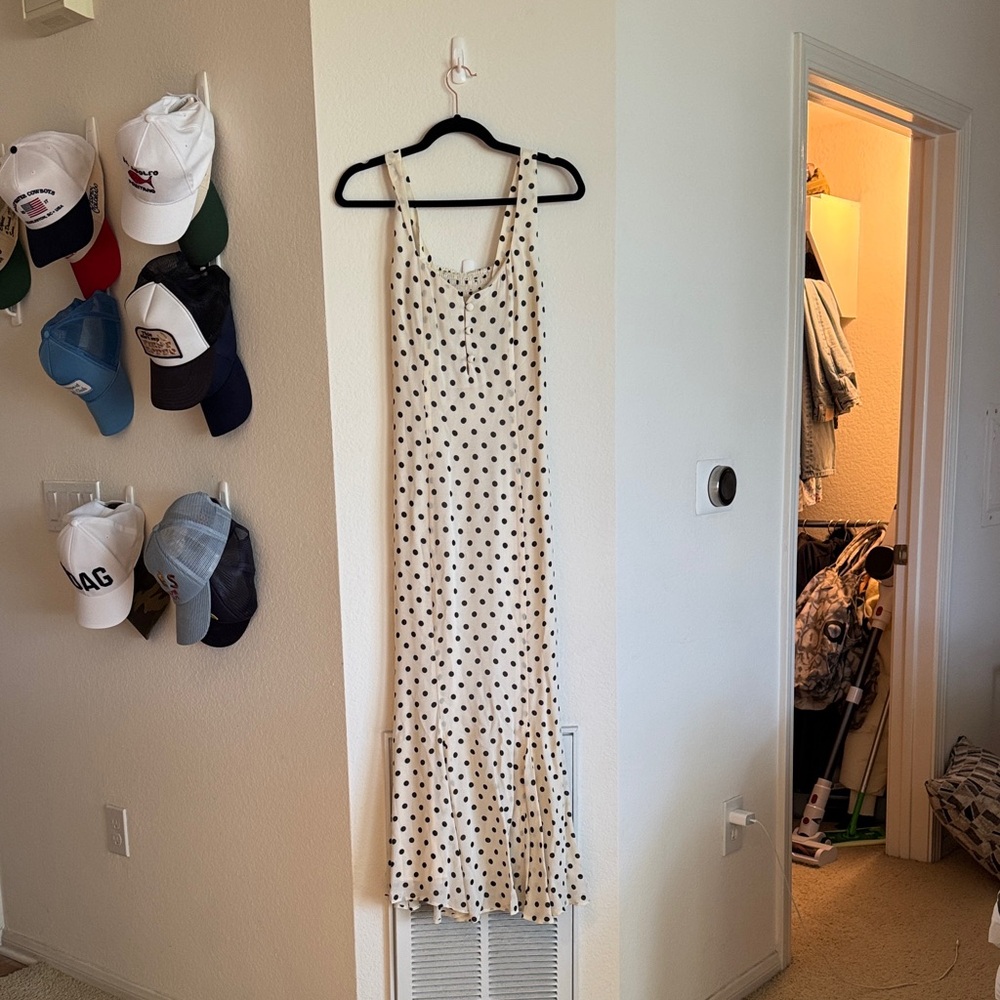 Reformation Black and White Polka Dot Maxi Dress